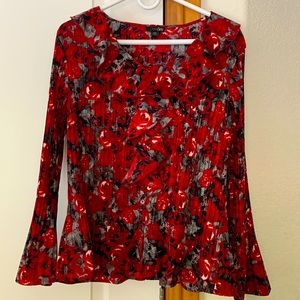 East 5th red floral blouse